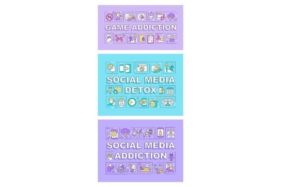 Game Addiction Word Concepts Banner Set: Bold Visual Impact