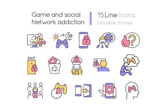Game and Social Network Addiction Icons: A Visual Toolkit for Modern Design