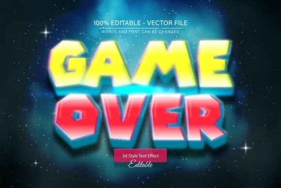 Game over Neon Glow 3D Text Effect: Instant Impact