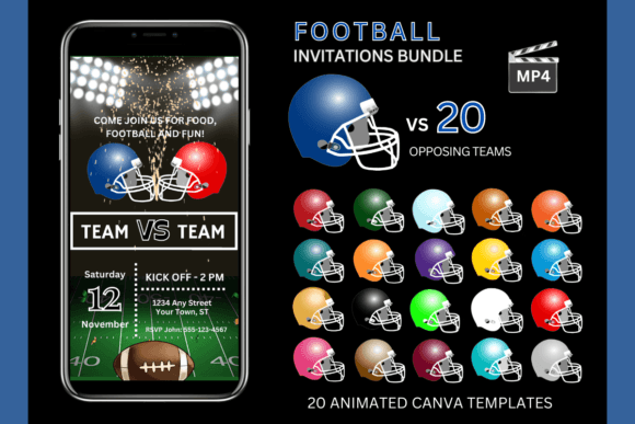 Royal Blue Team Bundle: Game Day Invites