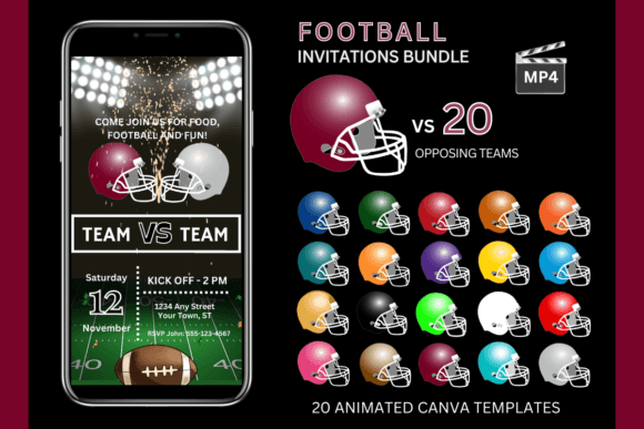 Score Big with Burgundy Team Bundle Invitations