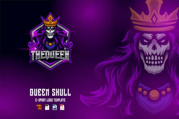 Unleash Your Brand's Power with Queen Skull E-Sport Logo