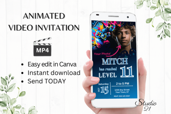 Video Game Birthday Invite - Gamer 11: A Digital Party Starter